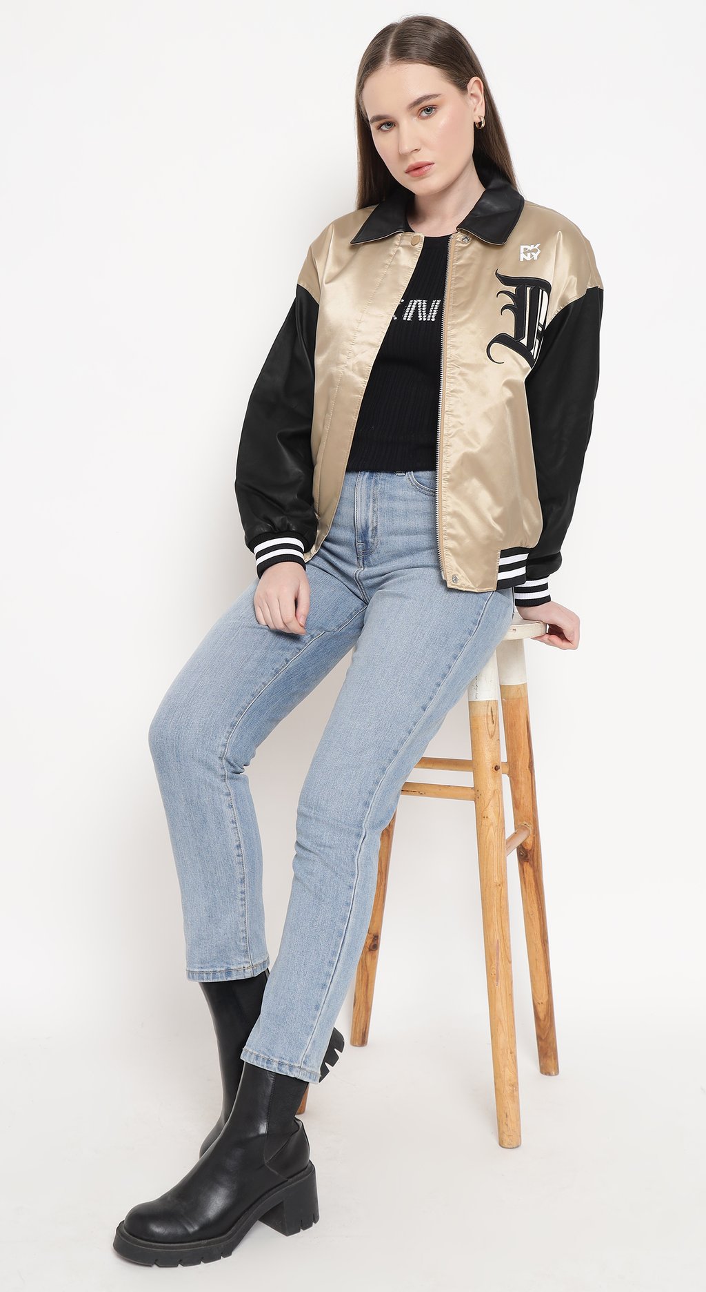 Bomber Jacket with Patch & Embroidery