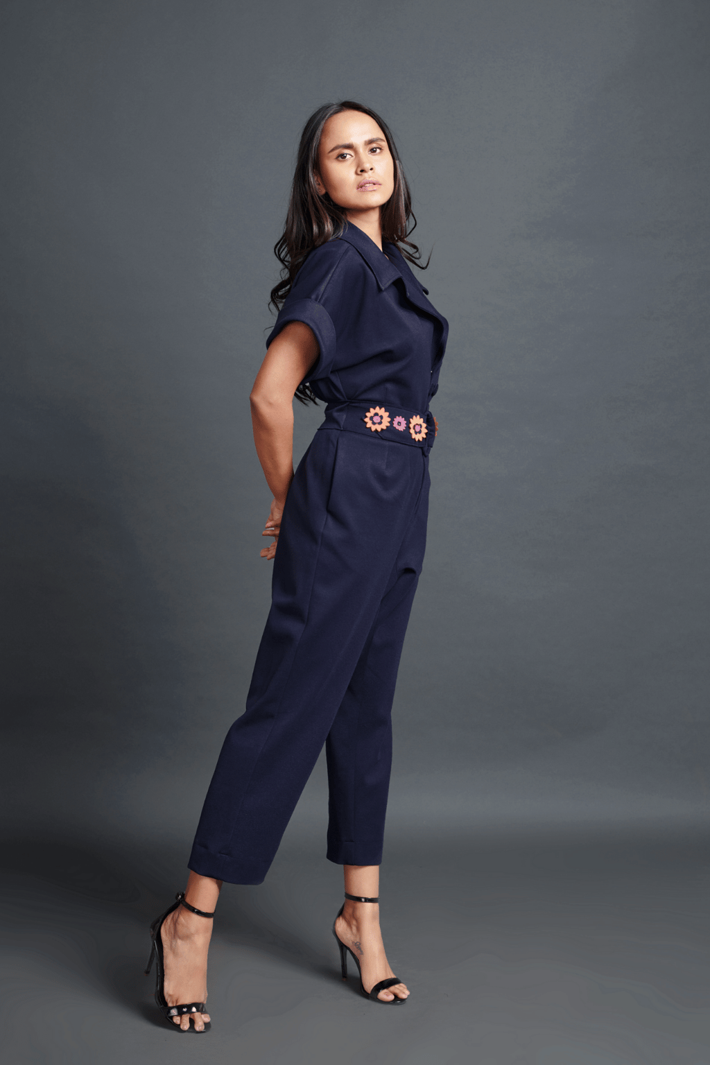 Collared Jumpsuit with Belt