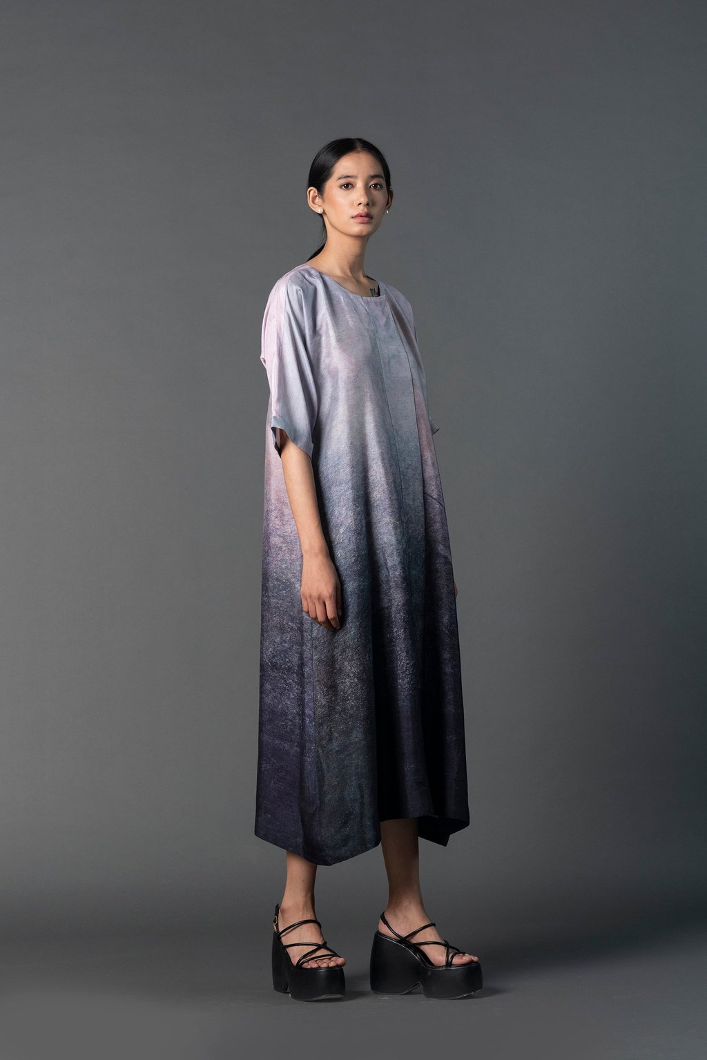 Array Bandhani Soft Greyish Purple Dress