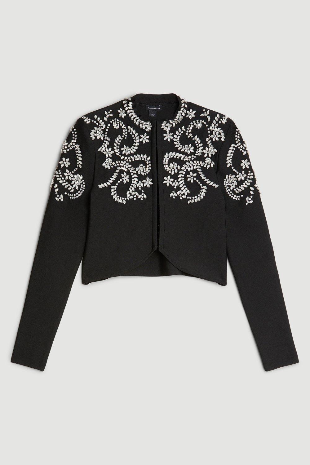 Figure Form Bandage Embellished Knit Jacket