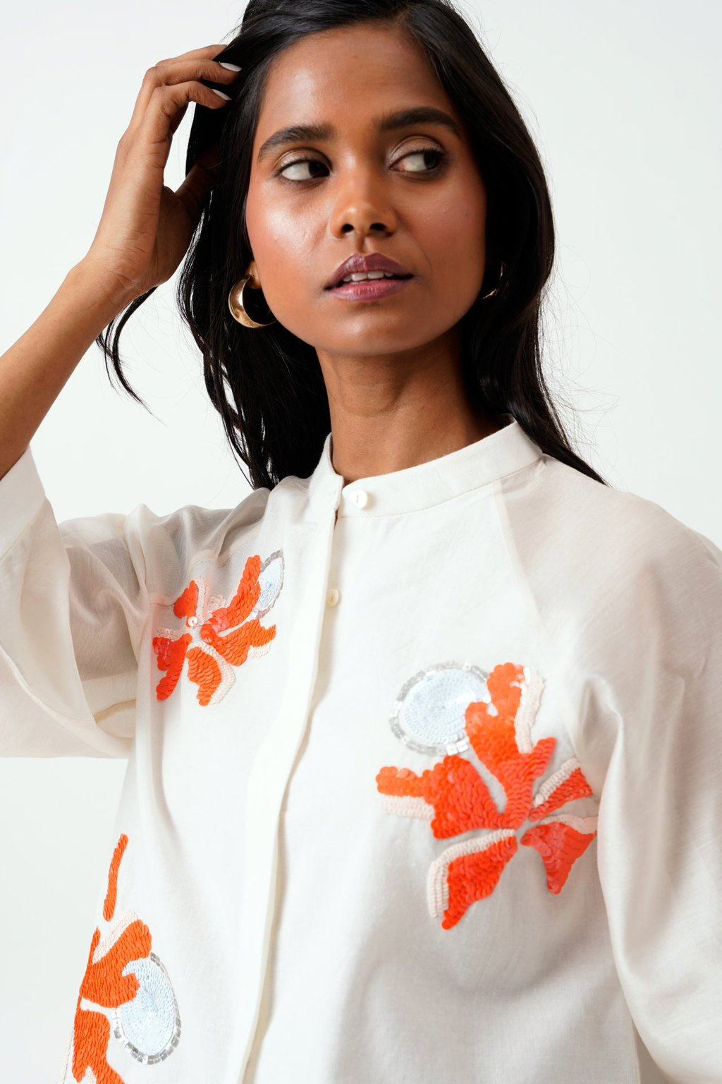 Ivory Zola - Raglan Sleeve Crop Shirt