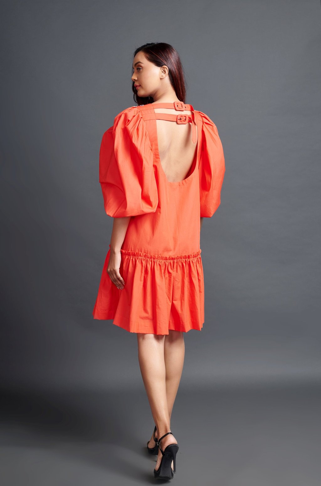 Short Backless Dress with Embroidery