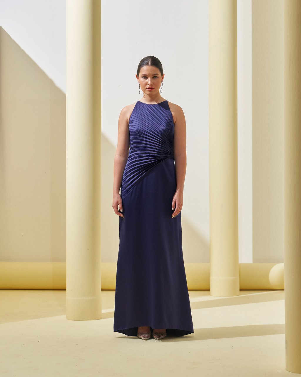 Pleated Drape Gown