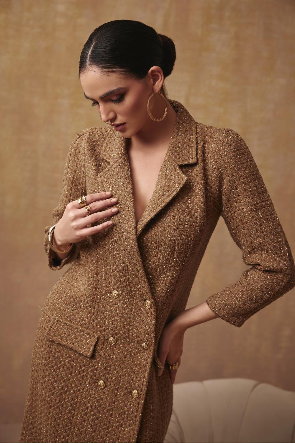 Metallic Tweed Blazer Dress