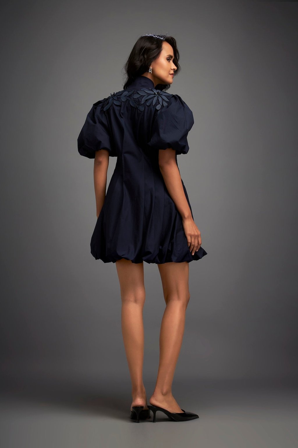 Structured Mini Dress with Puff Sleeves
