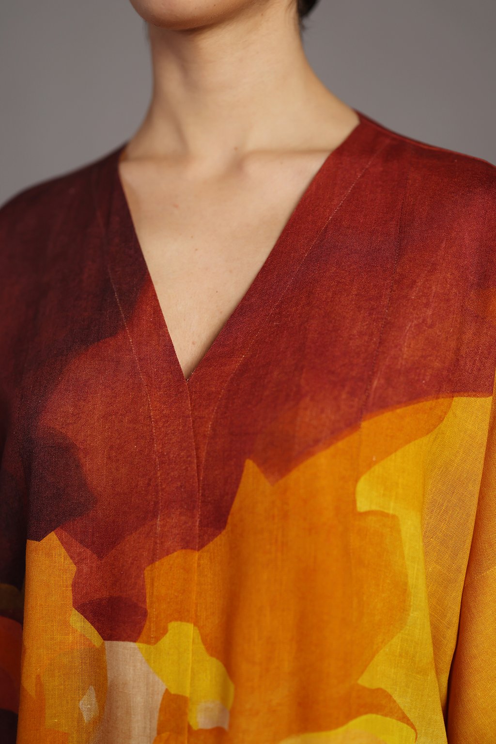 Diffuse Brown and Ochre Long Dress
