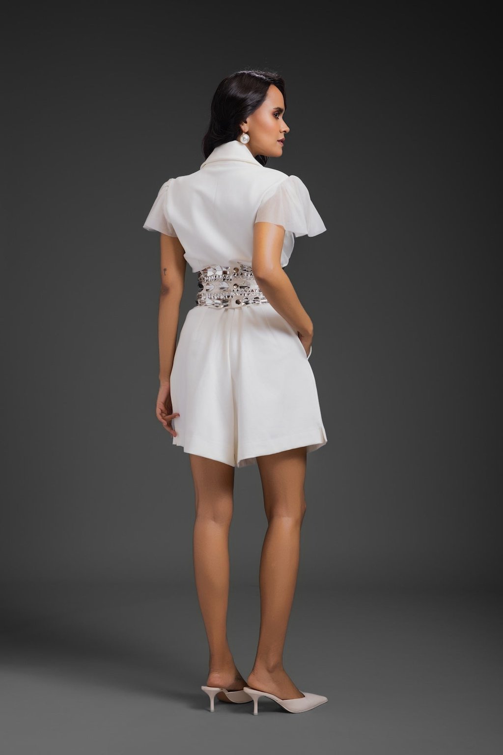White Playsuit with Belt