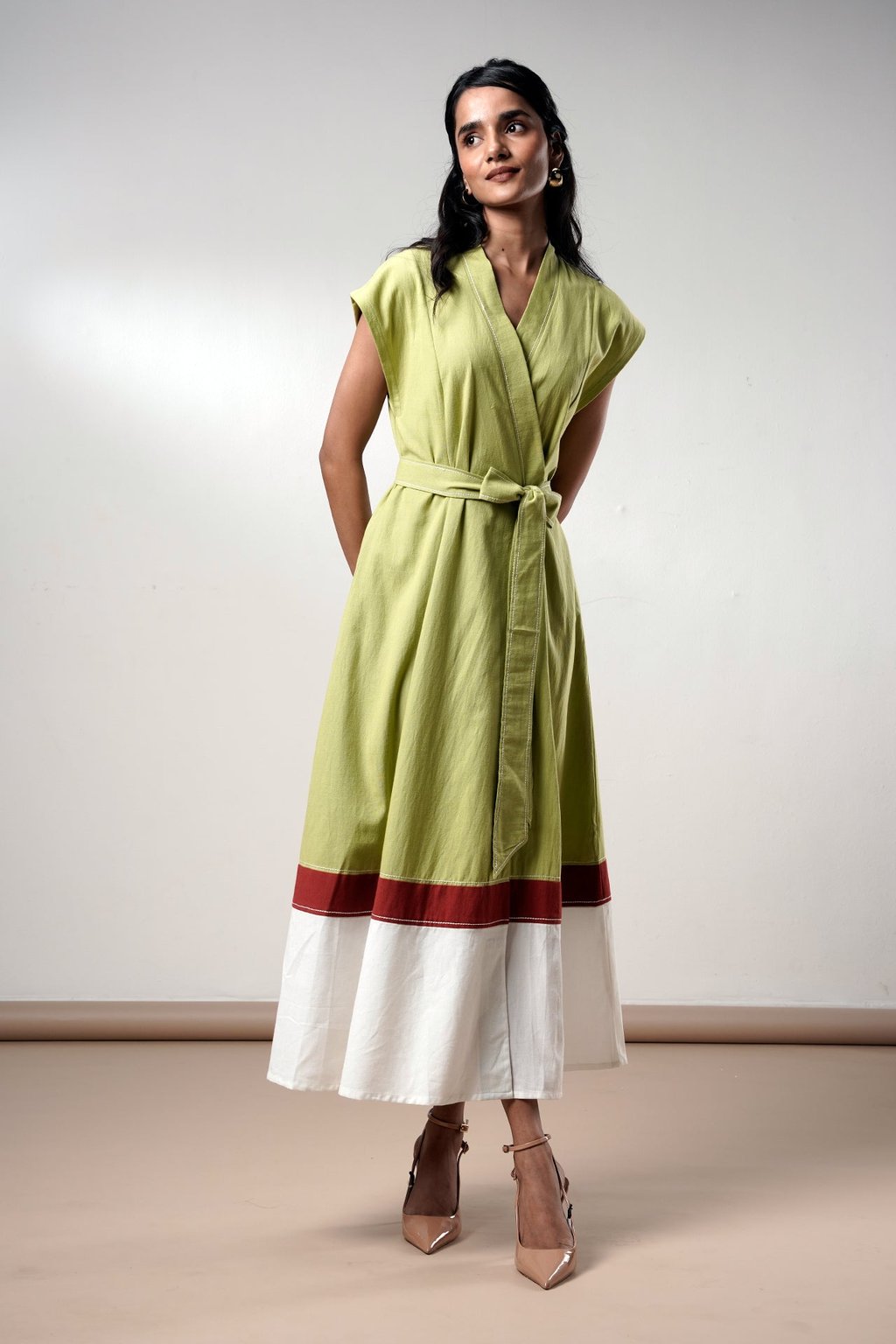 Rihana – Olive Flame Midi Dress