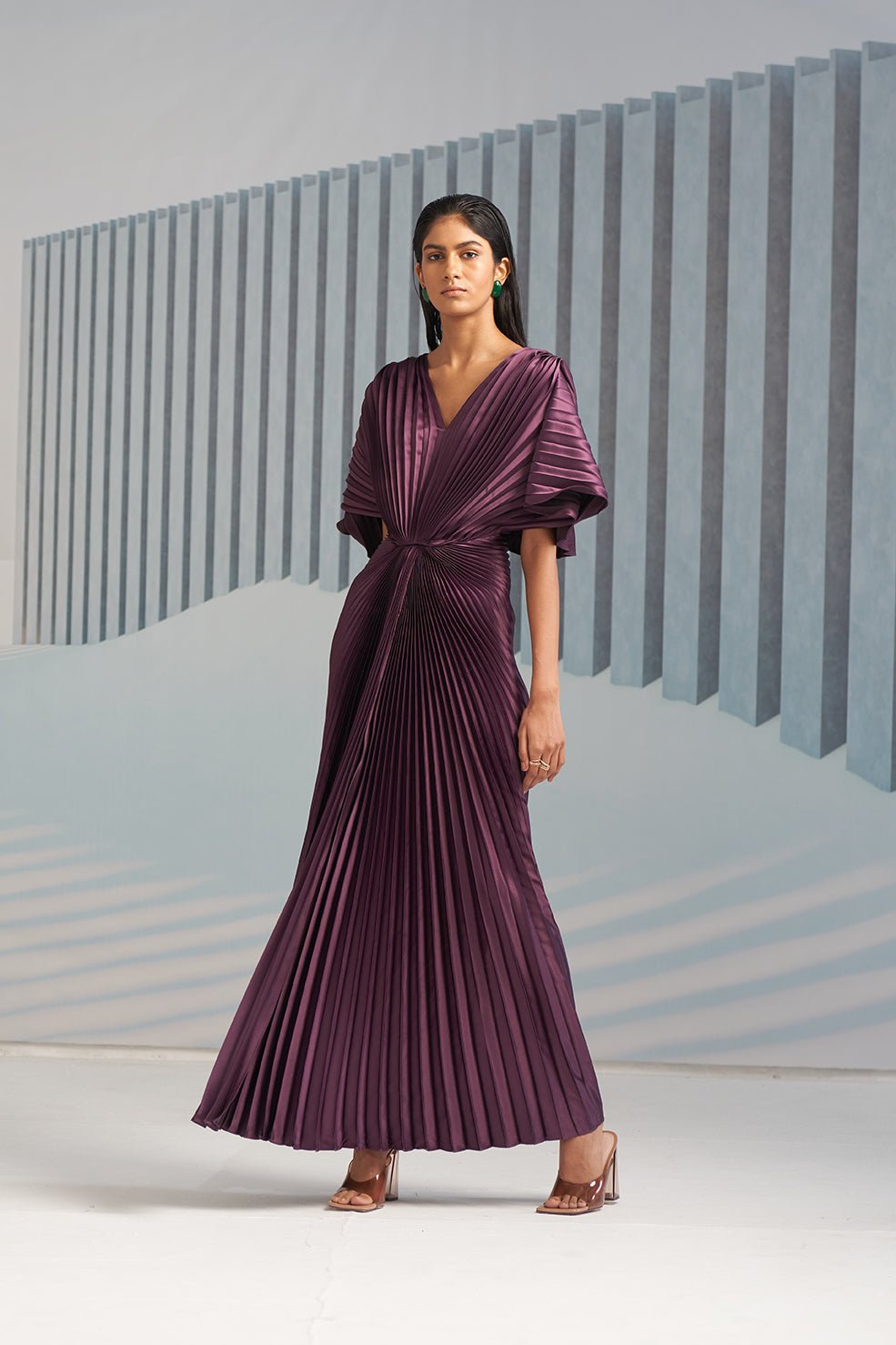 Pleated Winged Gown