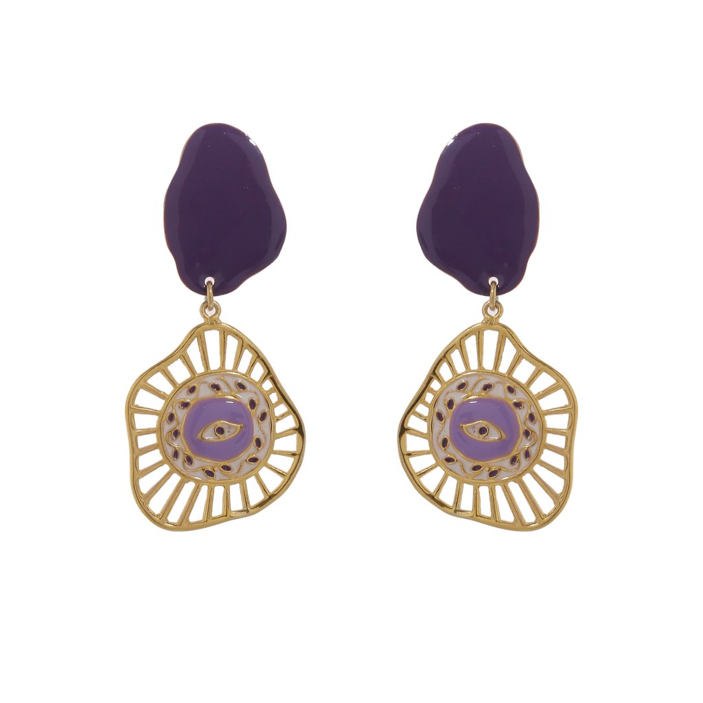 Evil Eye Earrings - Purple