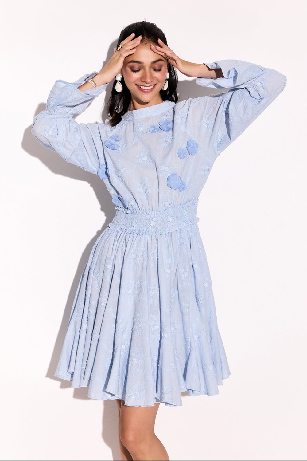 Dainty Embroidered Flower Applique Dress