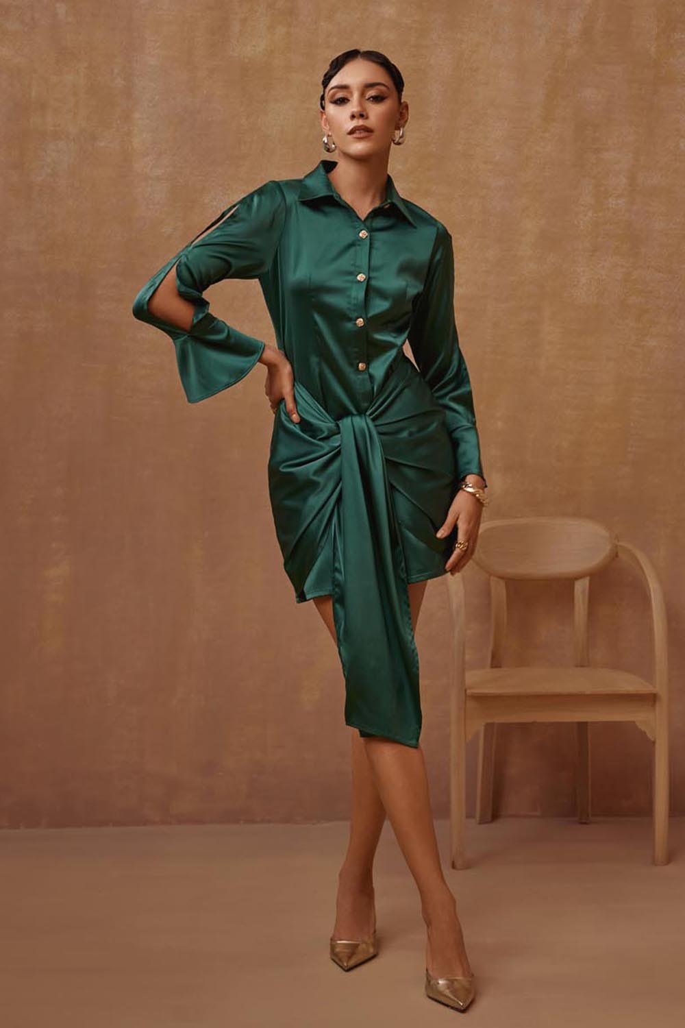Emerald Green Tie Dress