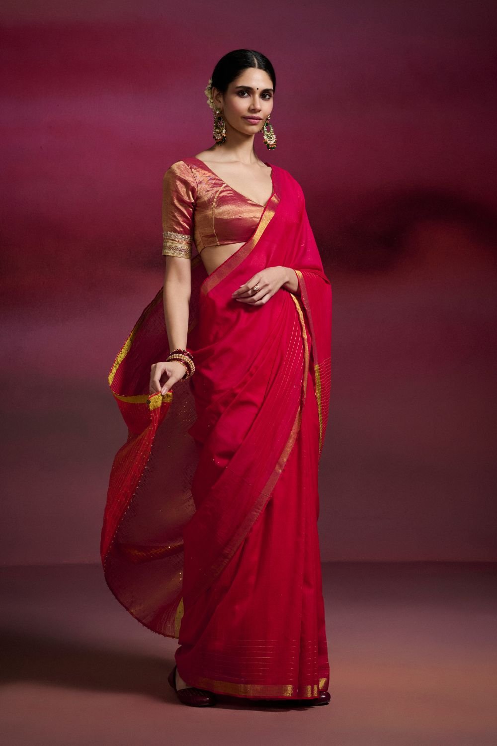 Pink Handwoven Cotton Saree