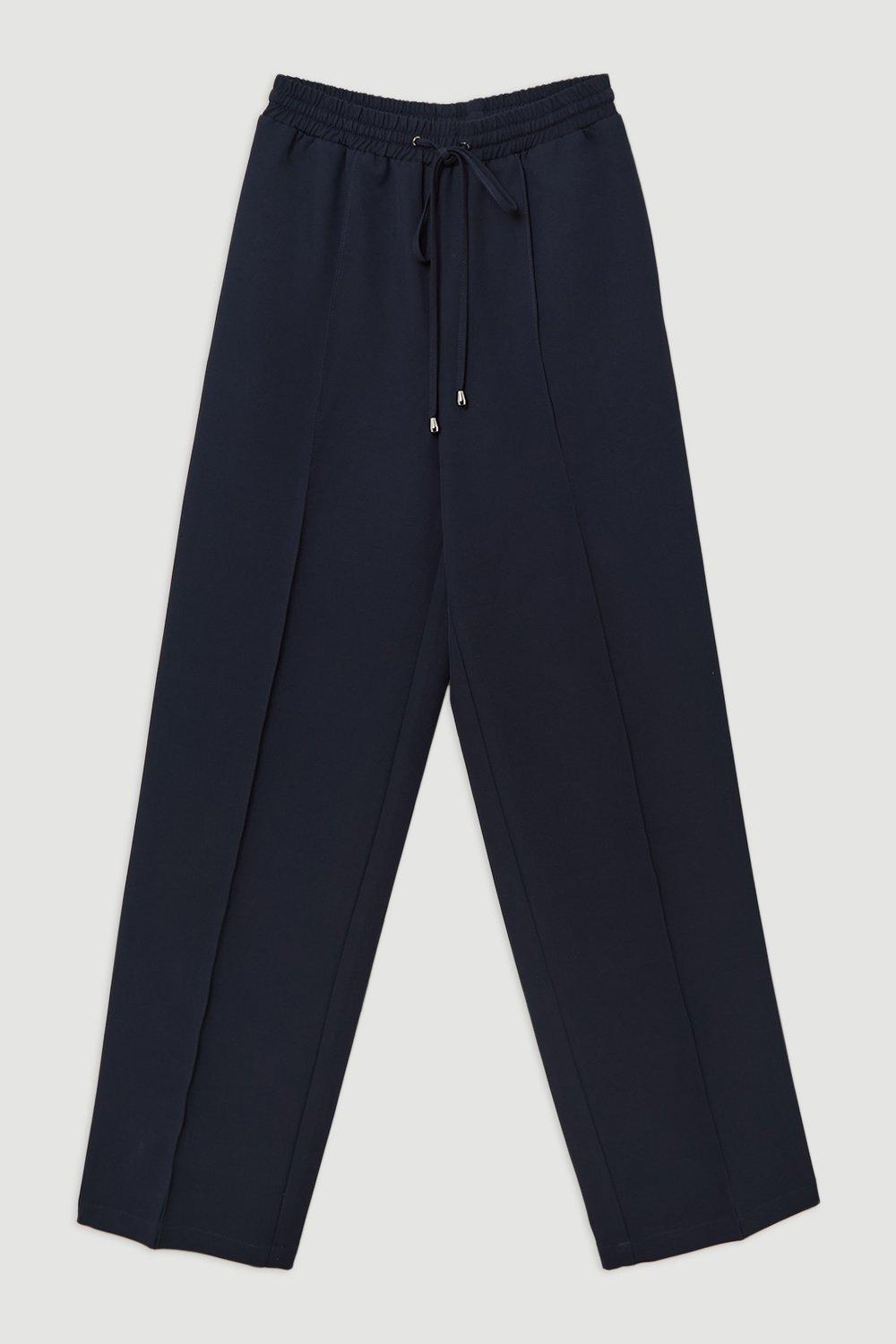 Twill Tie Waist Woven Straight Leg Trouser
