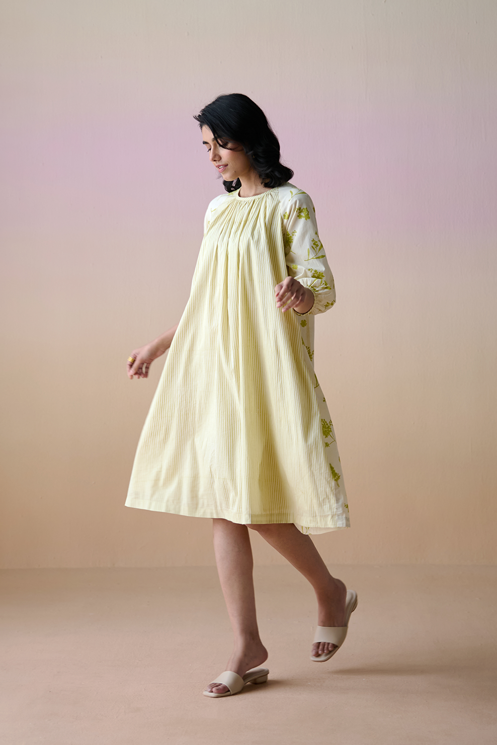 Ivory Cotton Hand Block Dress