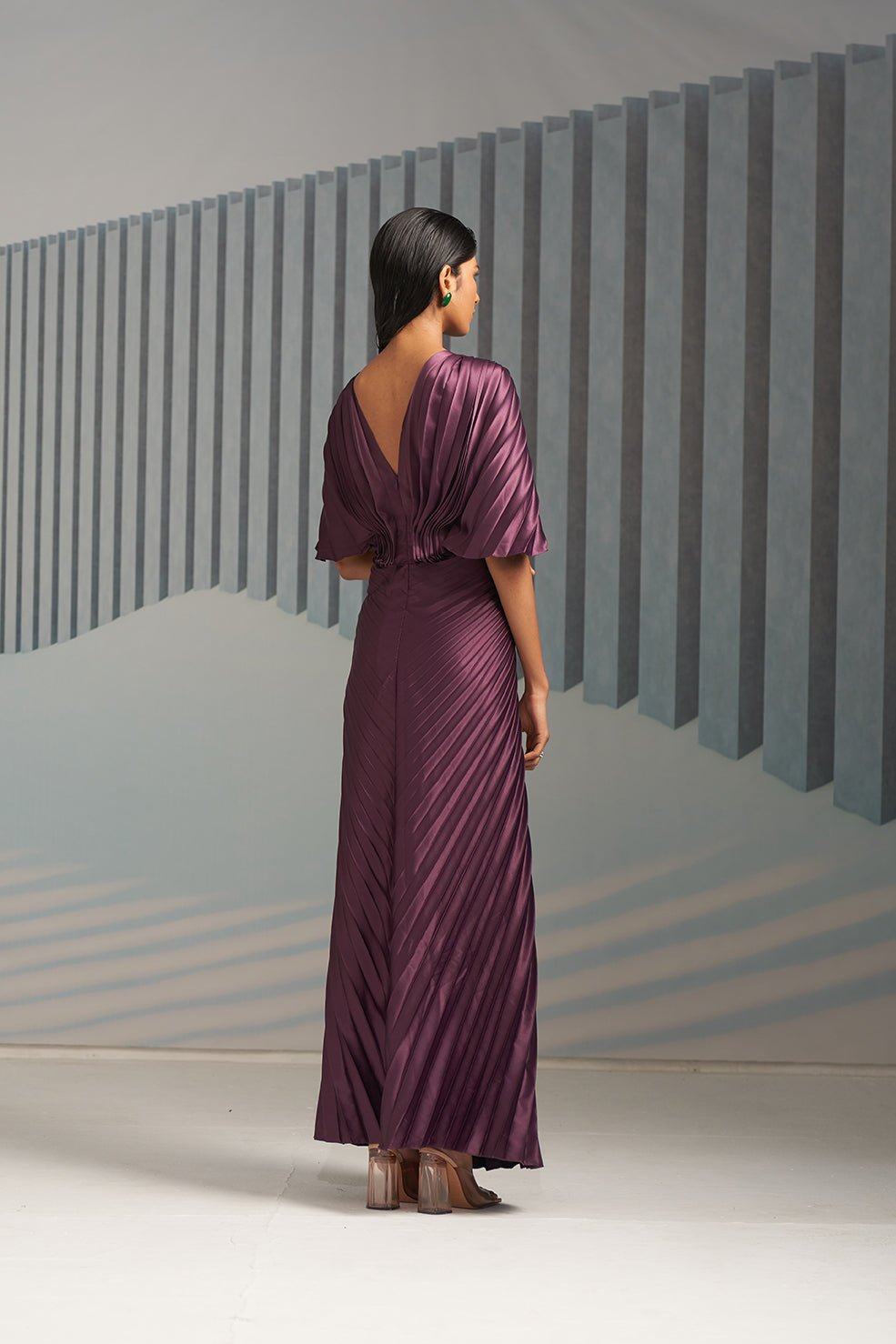Pleated Winged Gown
