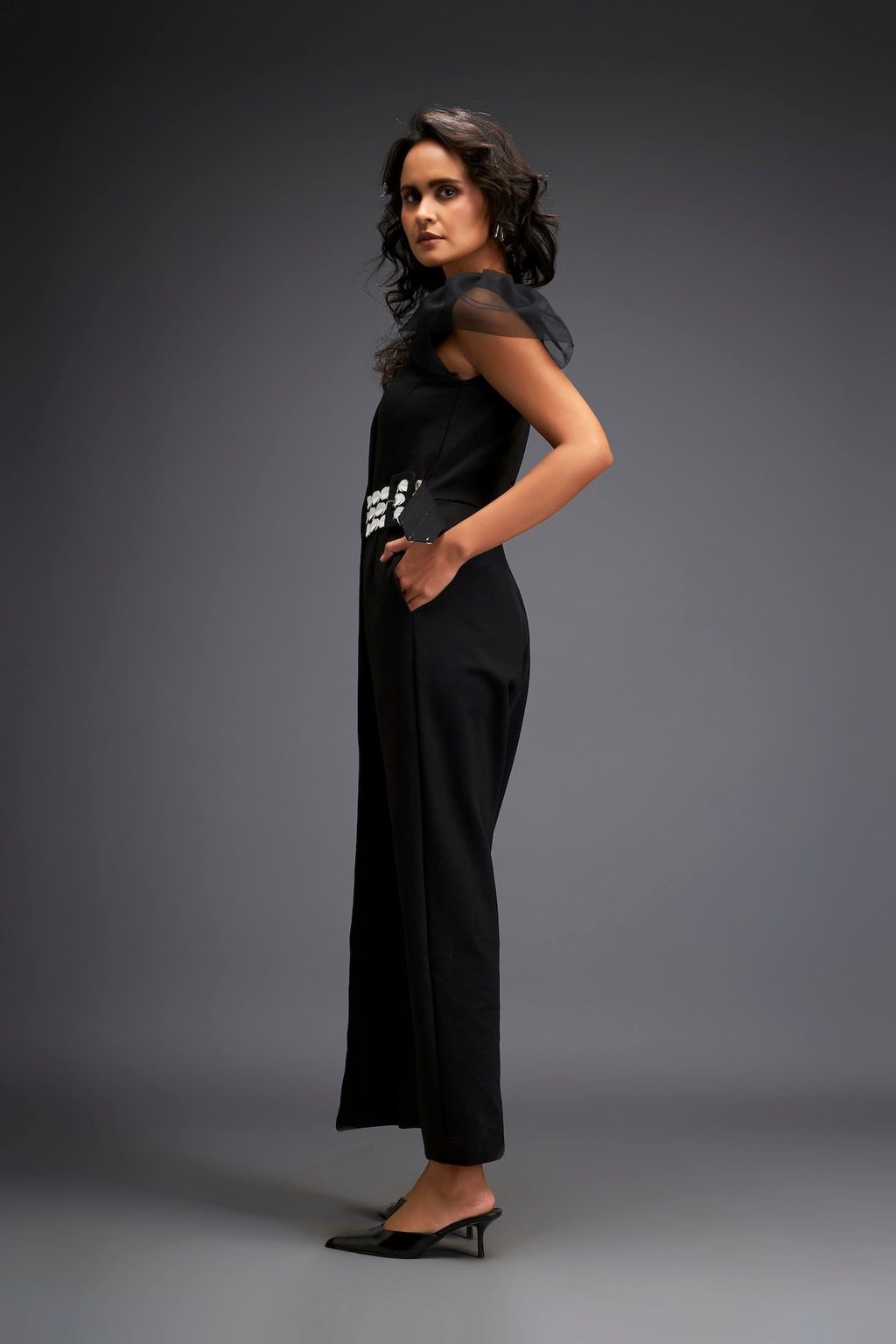 Overlap Jumpsuit with Statement Belt