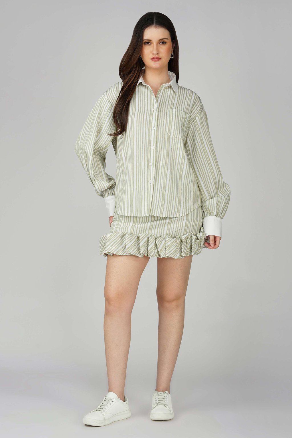 Striped Shirt and Skirt Set