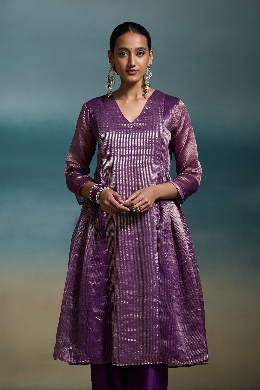 Chahak Chanderi Purple Kurta Sets