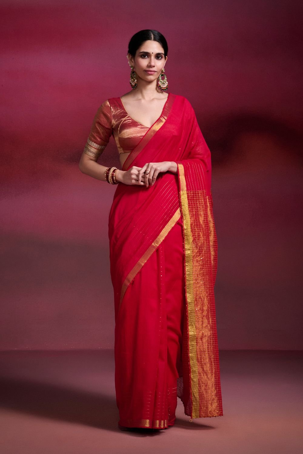 Pink Handwoven Cotton Saree