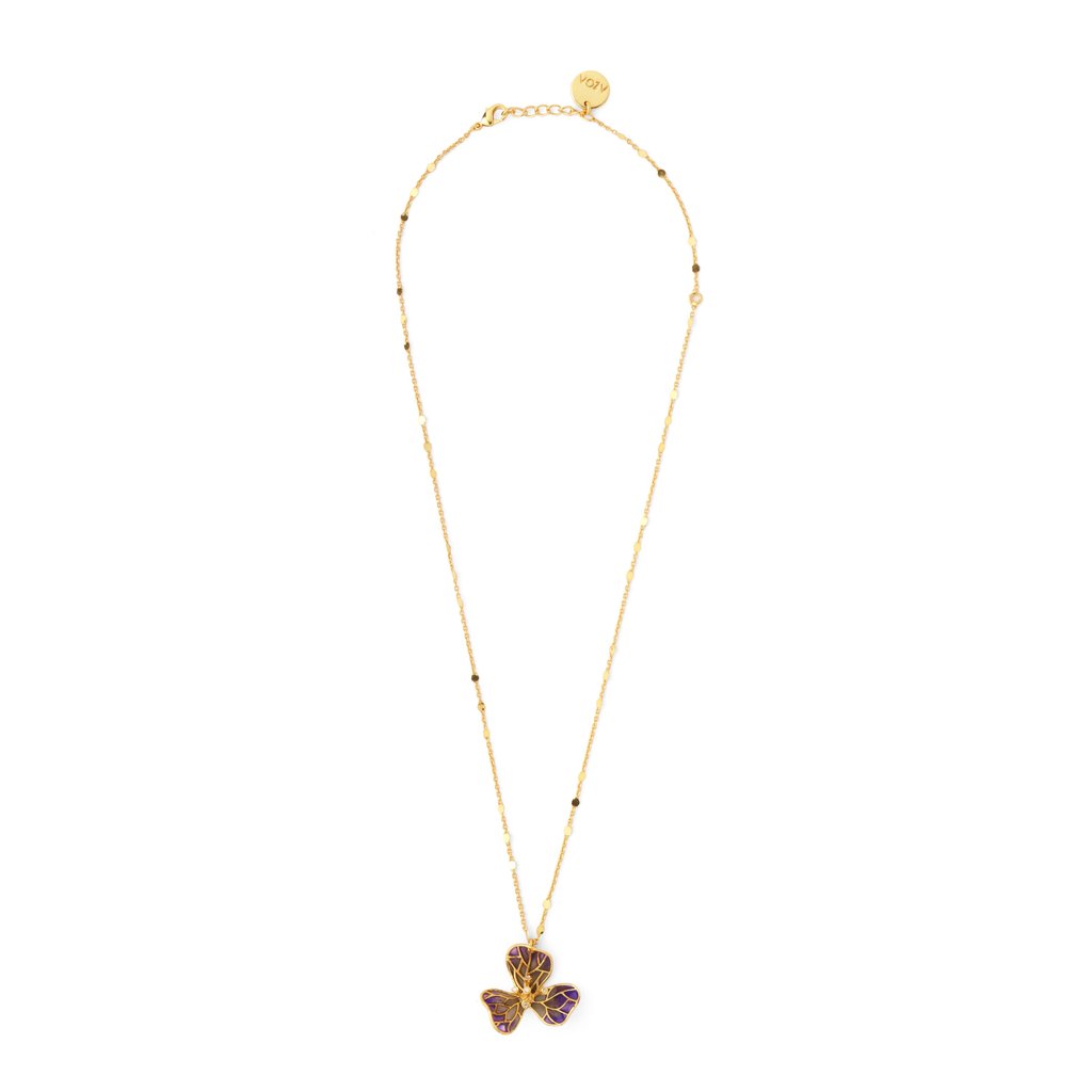 Tiny Fiore Neckchain - Amethyst and Smoky