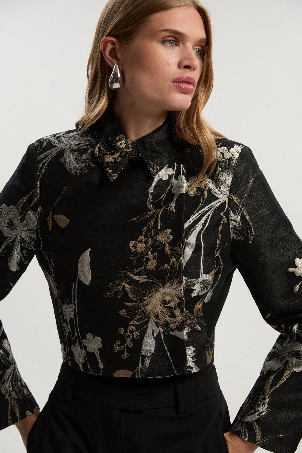 Floral Jacquard Tailored Jacket