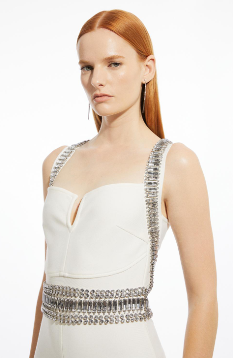 Bandage Figure Form Knit Embellished Maxi Dress