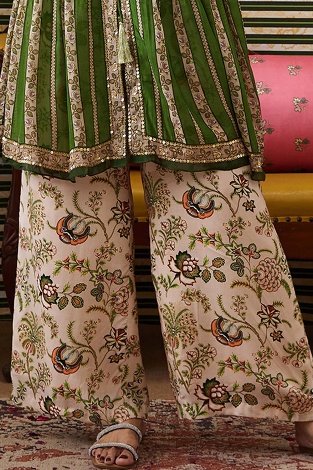 Mehr Printed Jumpsuit with Embellished Top