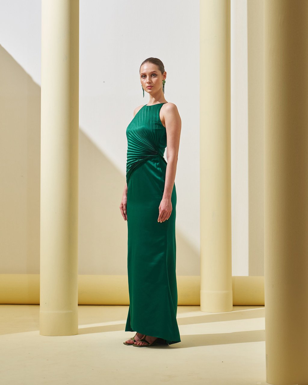 Pleated Drape Gown