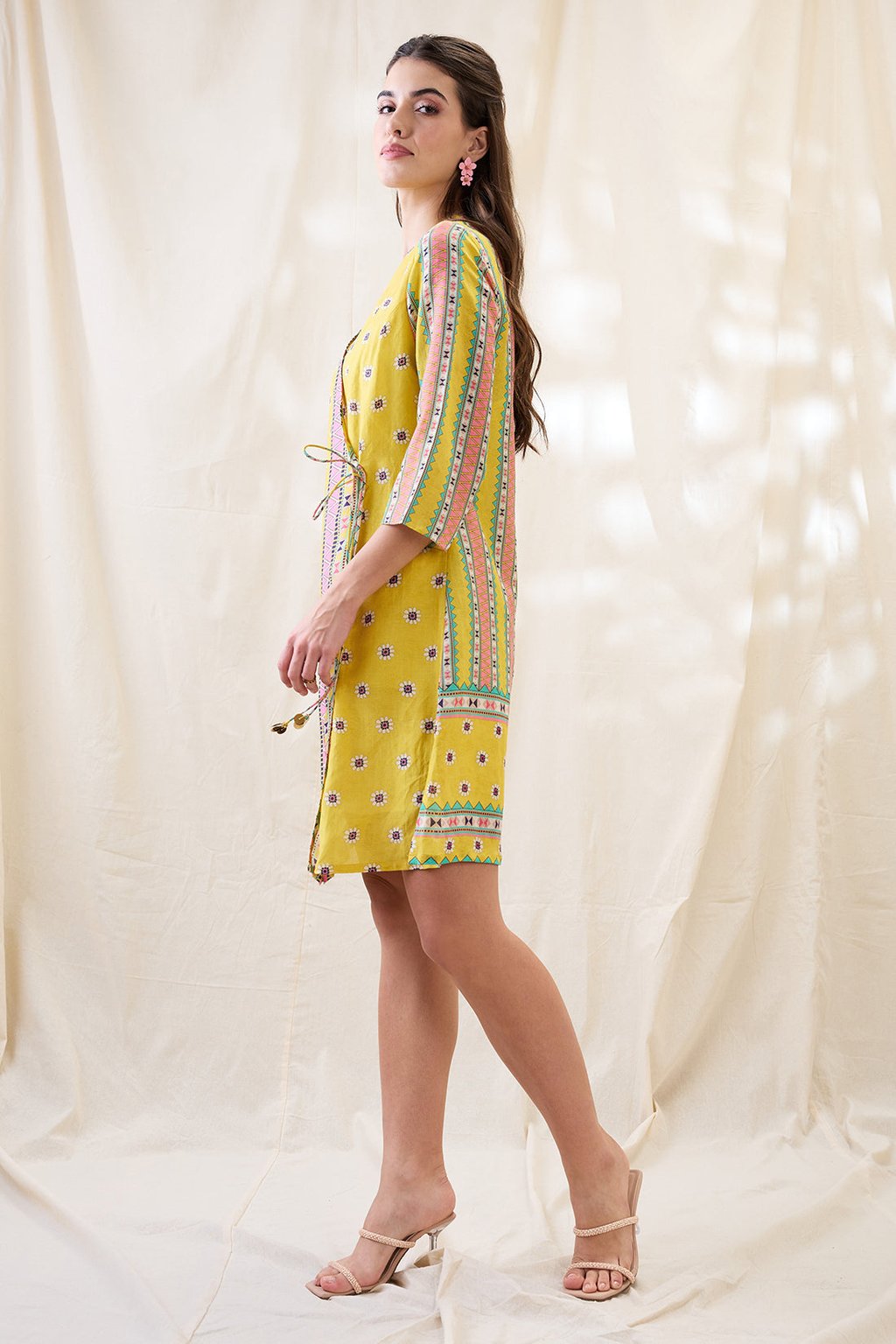 Nooma Printed Fron Overlapped Dress