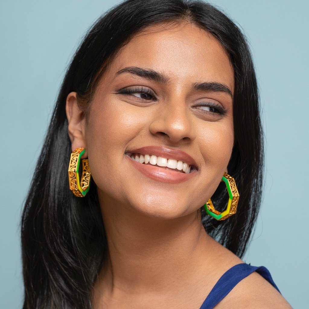 Octave Jali Hoops Medium Turquoise Blue