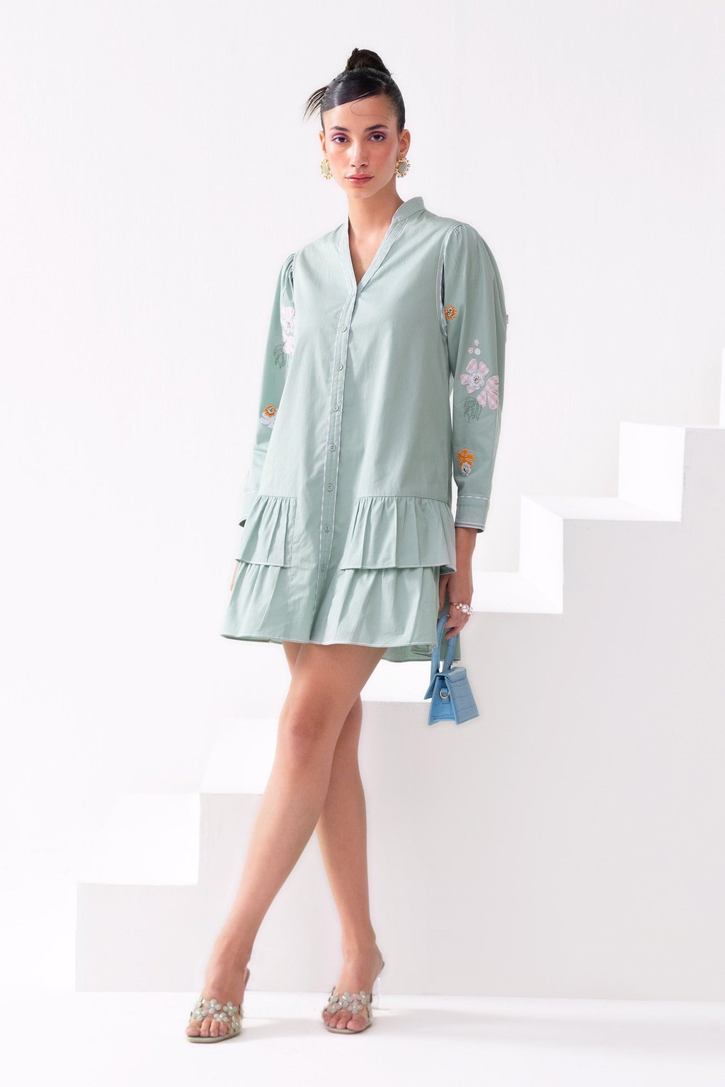 Birdsong Dress Short Sea Foam