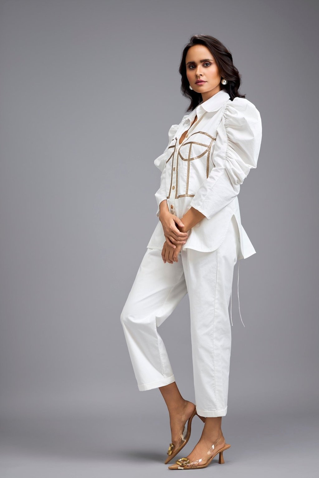 White Puff-Sleeve Corset Co-Ord Set