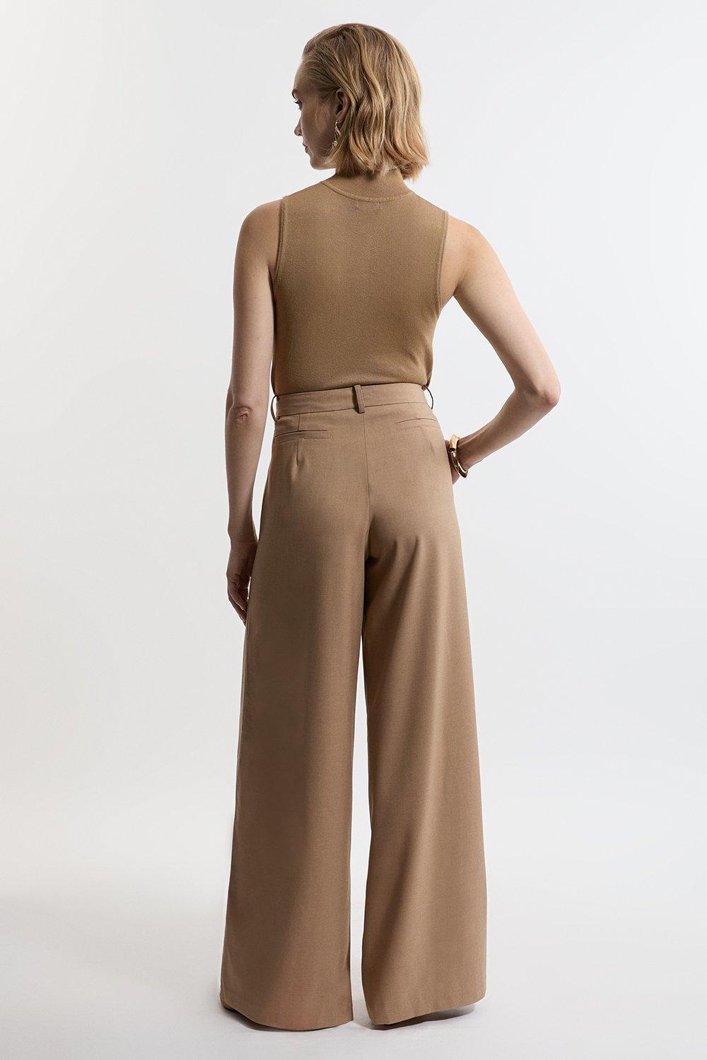 Tailored Wide Leg Darted Trousers