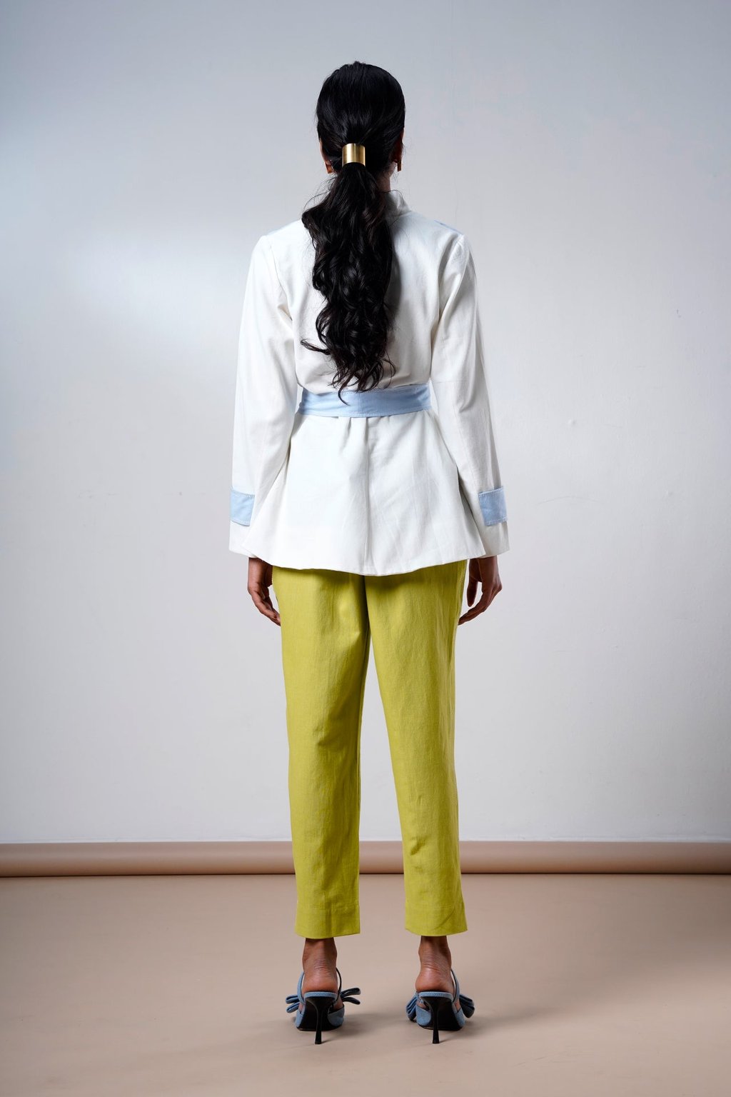 Taj – Serene Ice Top + Olive Pants