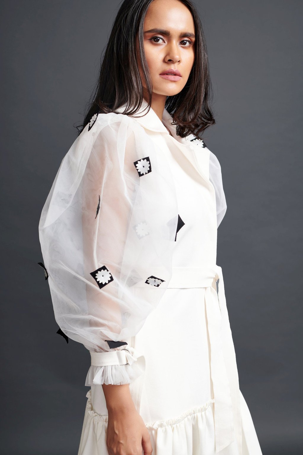 Jacket Dress with Cutwork Sleeves