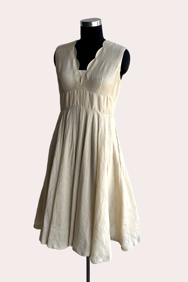 Ziya Dress Midi Ecru