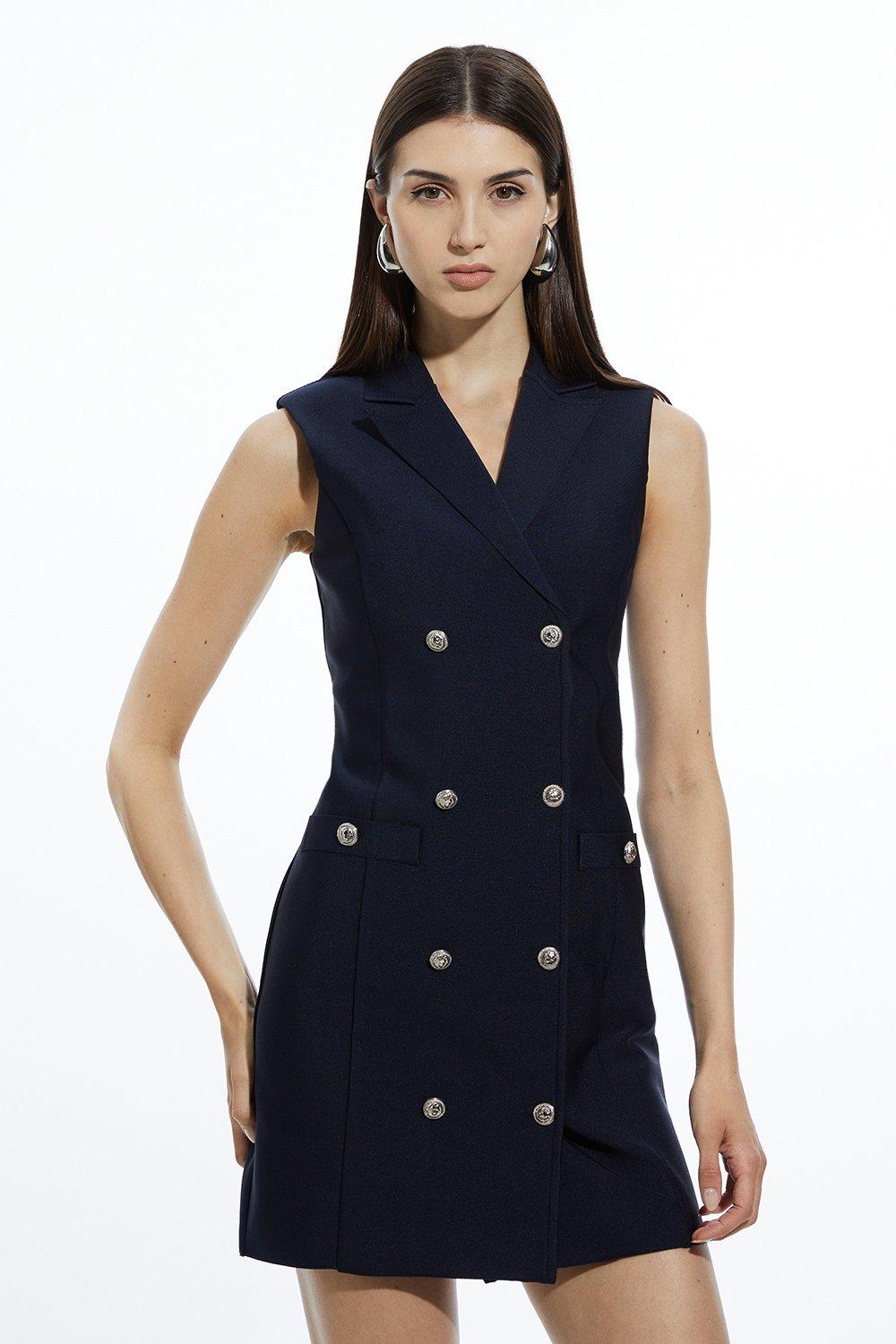 Bandage Figure Form Knit Blazer Style Mini Dress