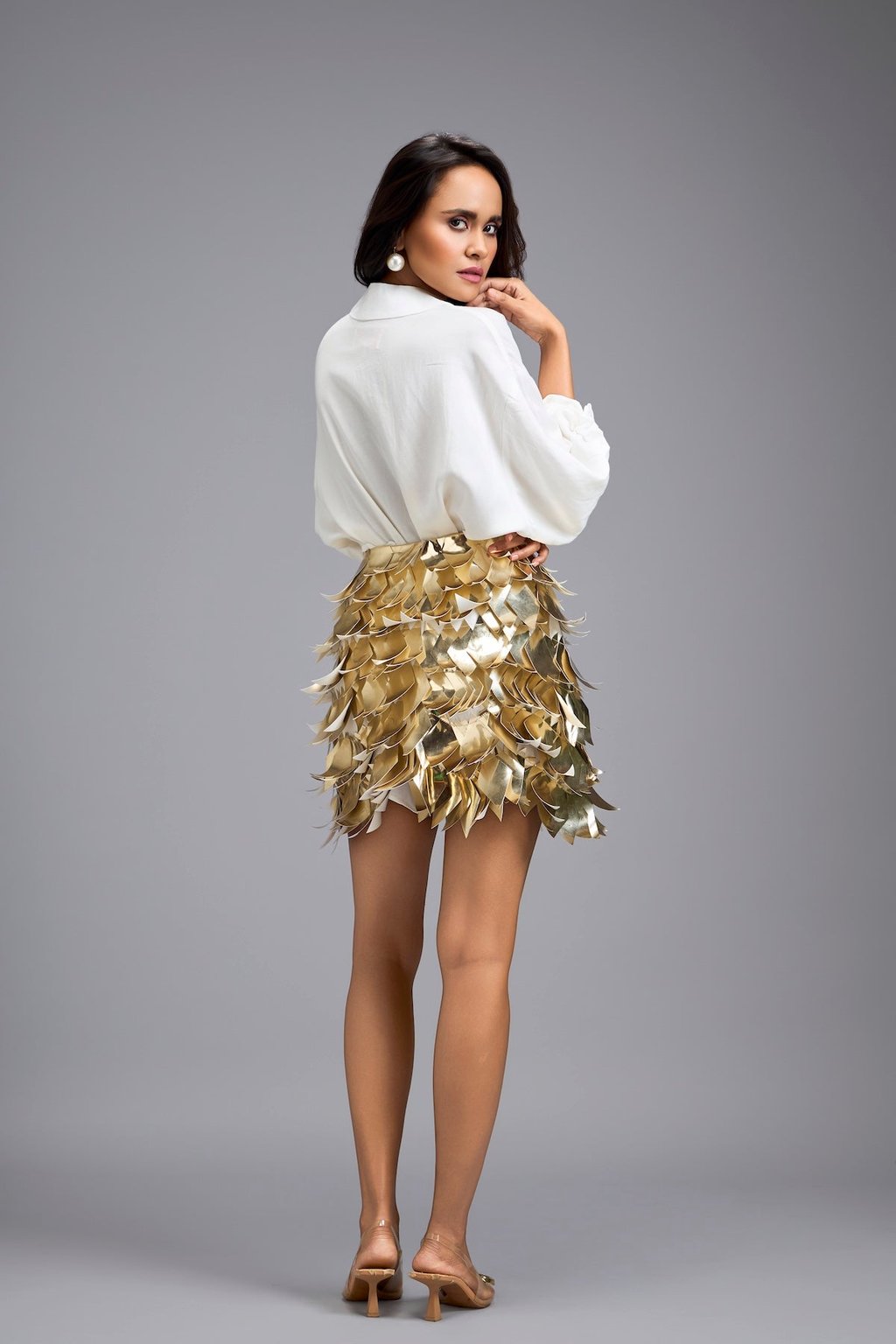 Gold 3d Applique Mini Skirt