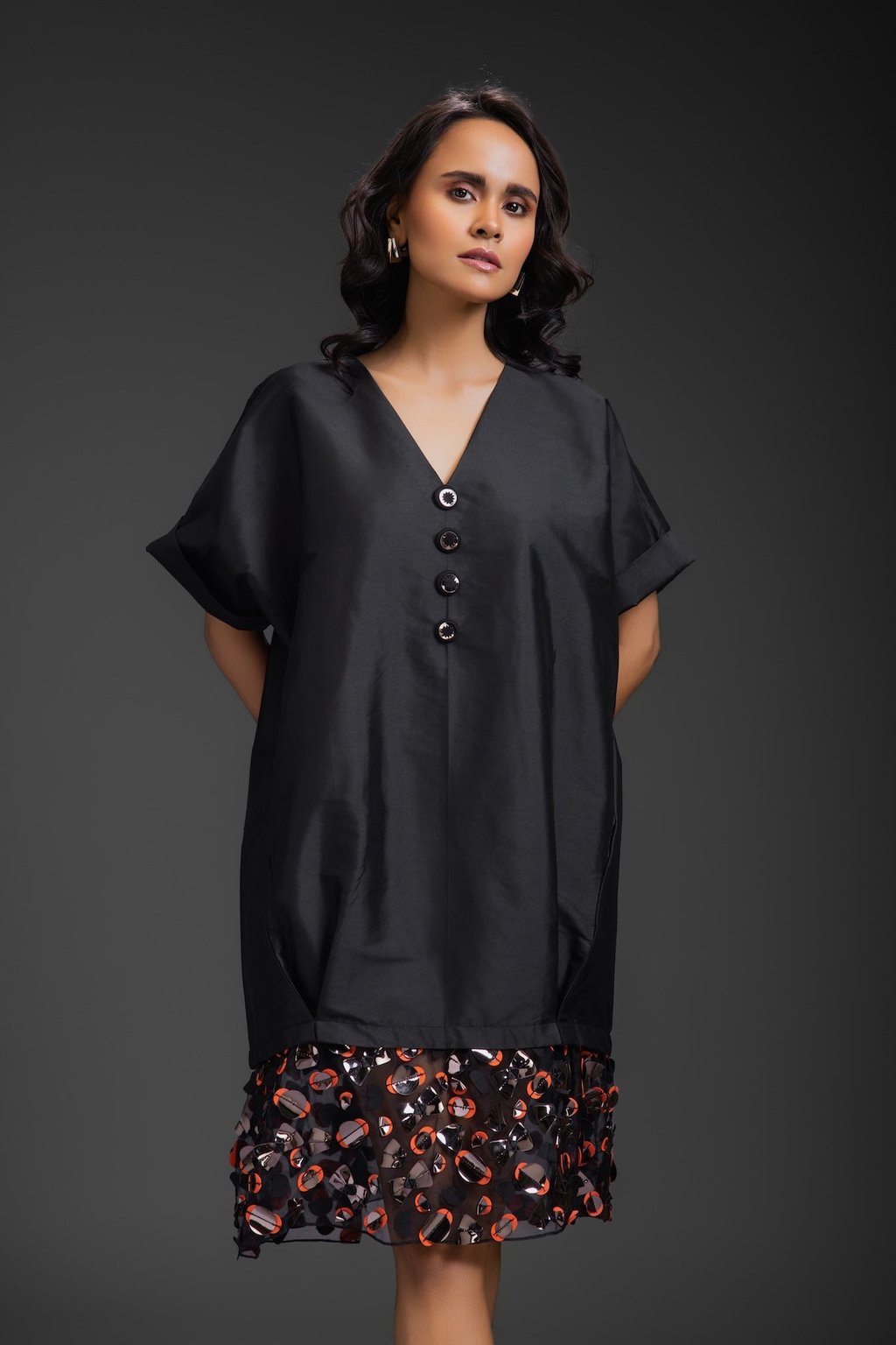Dress with Neon Metallic Detail