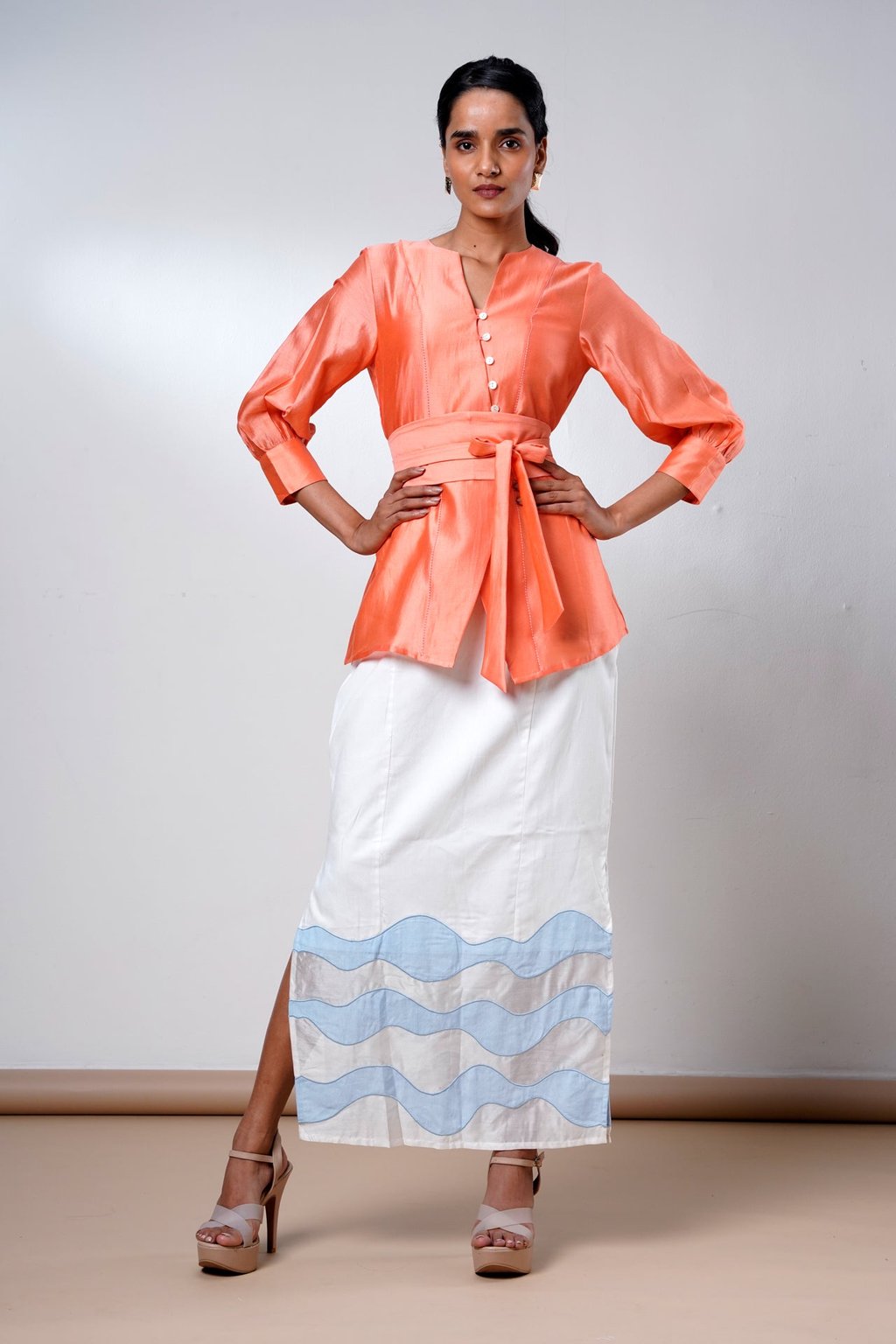 Nella – Coral Breeze Denim Skirt