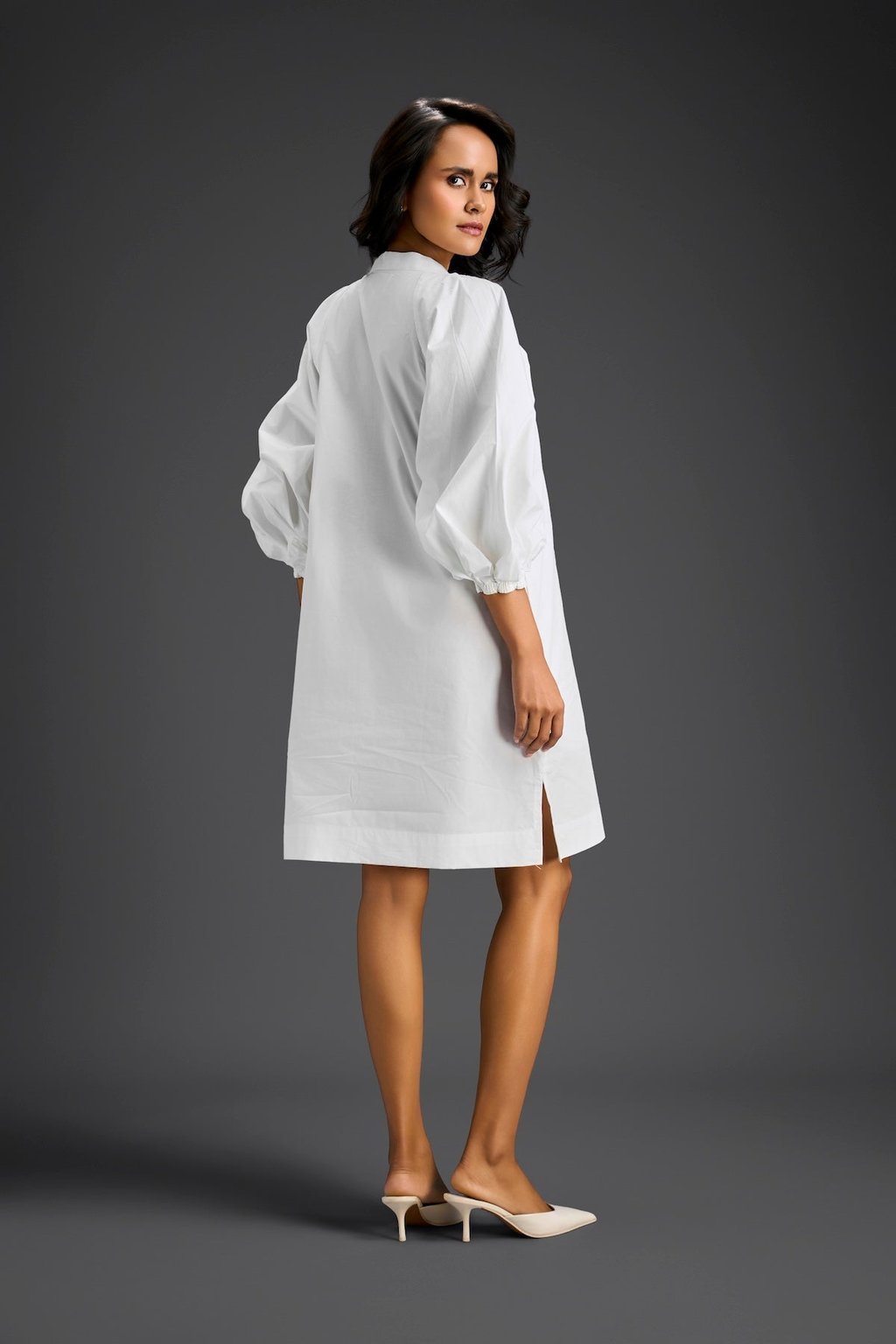 White Metallic Floral Embroidered Dress