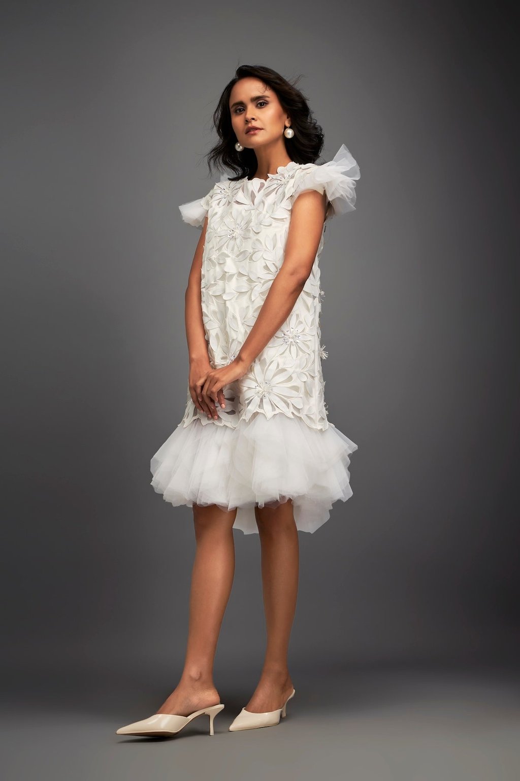 Short Floral Applique Dress