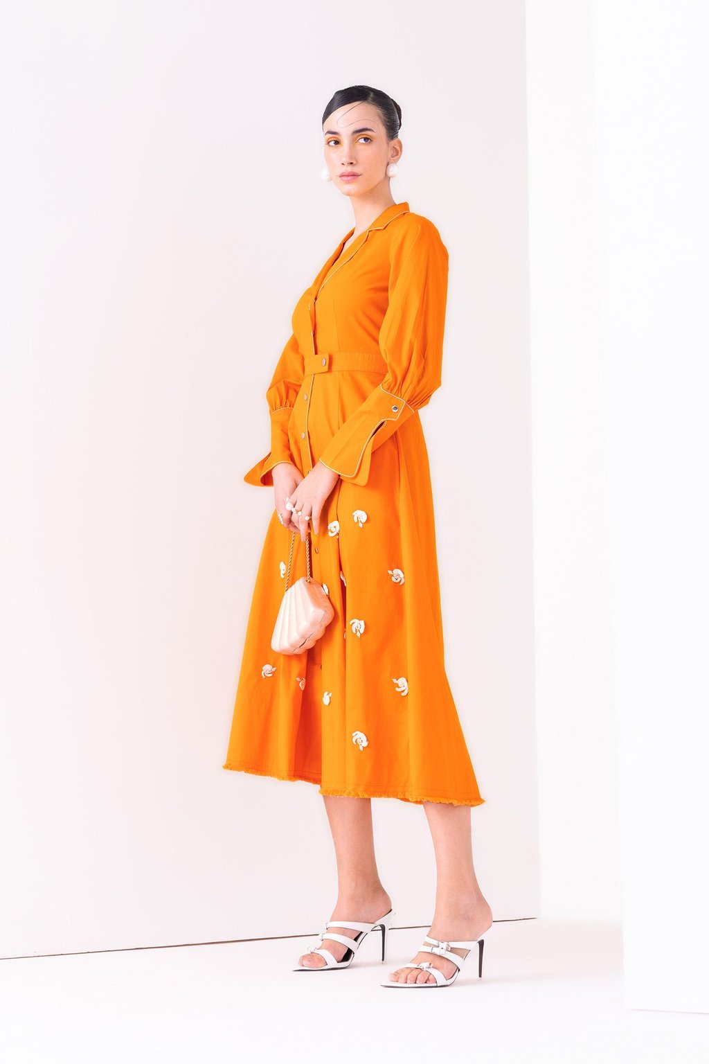 Papaya Dress Midi Sunset Orange