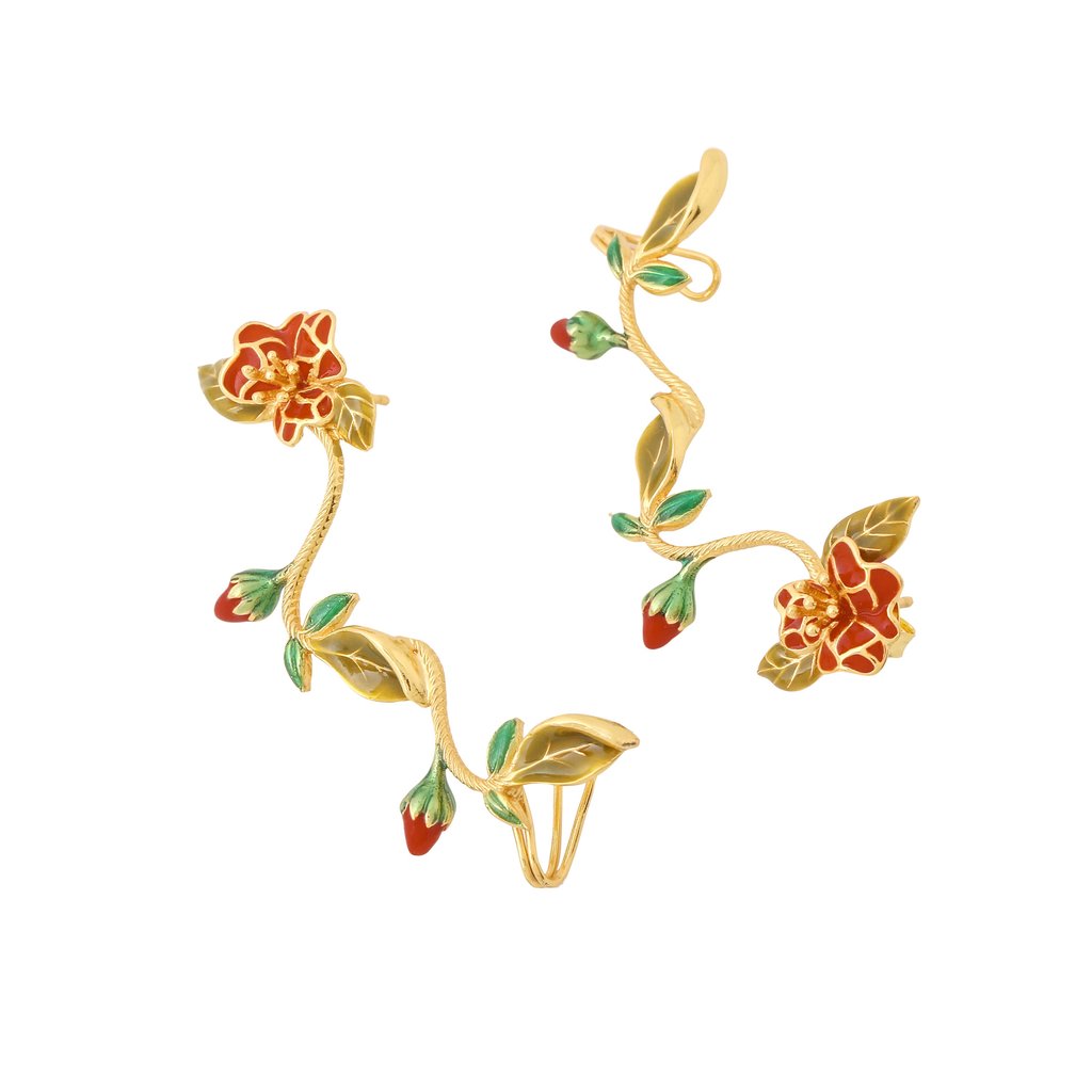 Mini Spring Ear Cuff - Deep Rouge