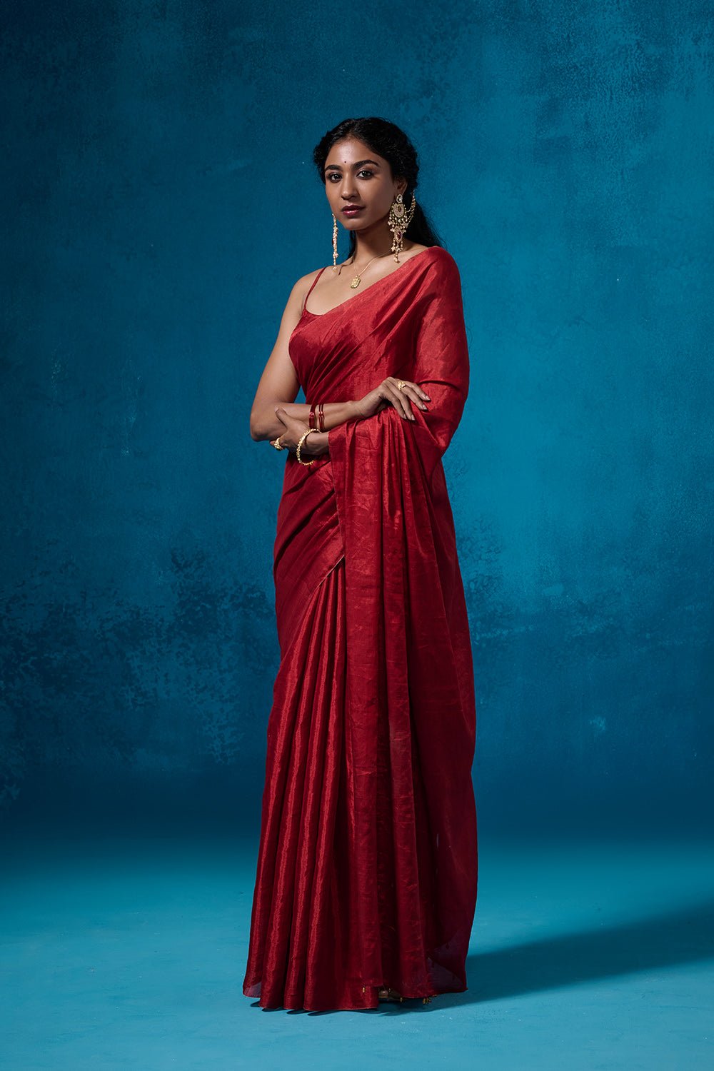 Dilaab Tissue Fabric Rich Red  Sarees