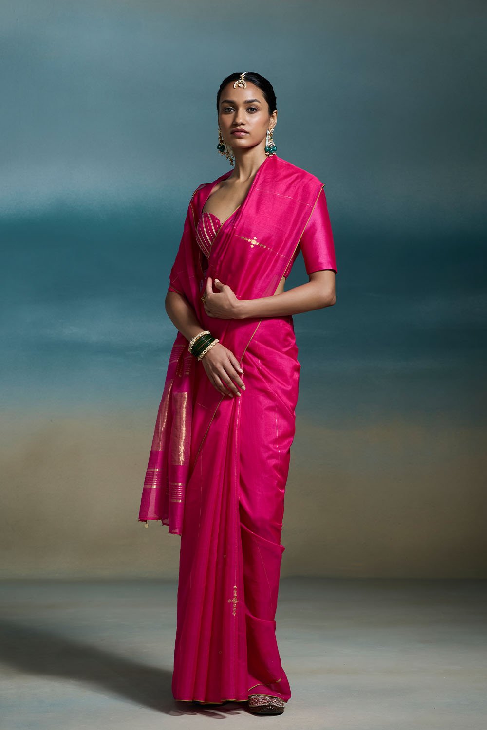Nayika Handloom Chanderi Pink Sarees