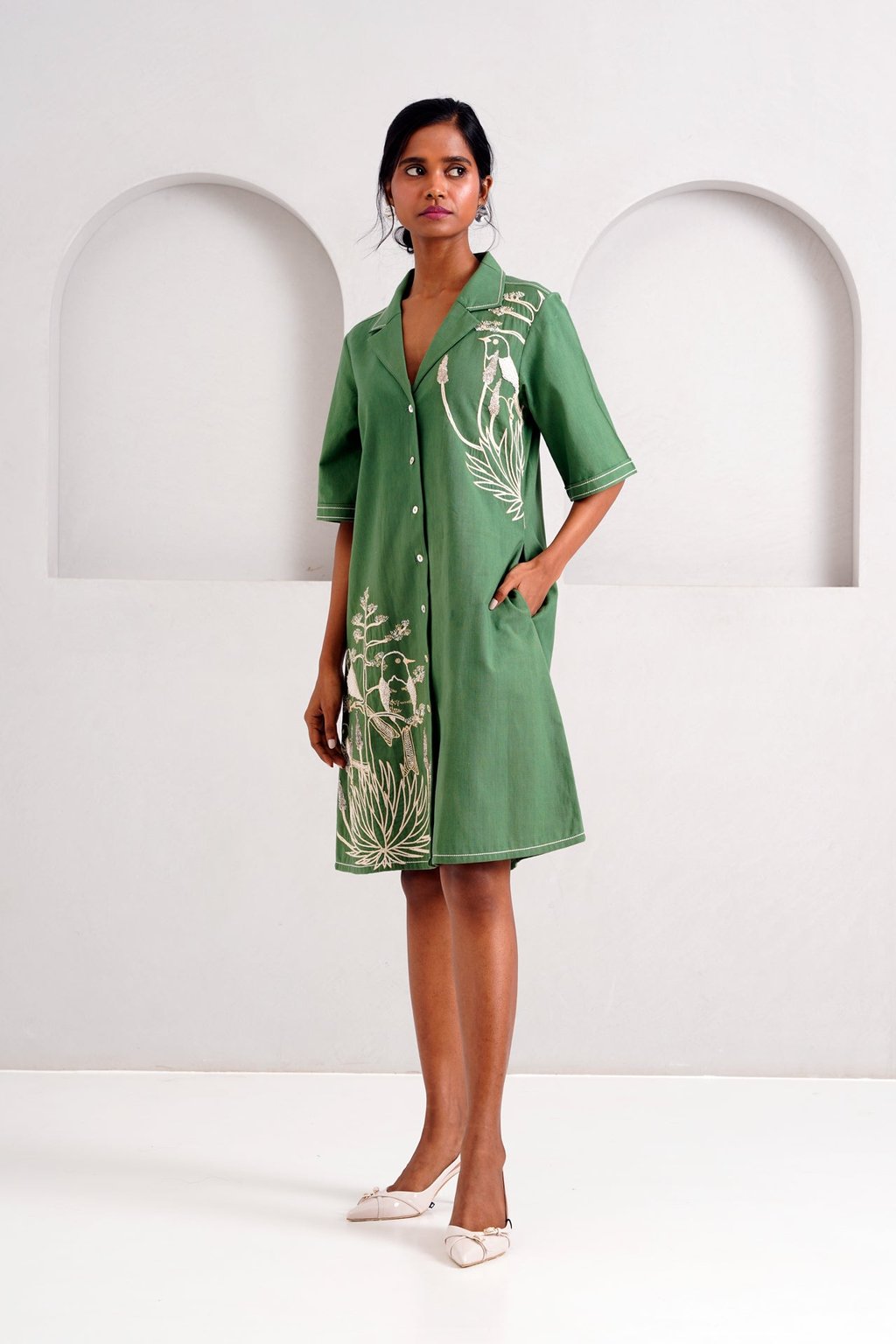 Taiwo - Embroidered Shirt Dress