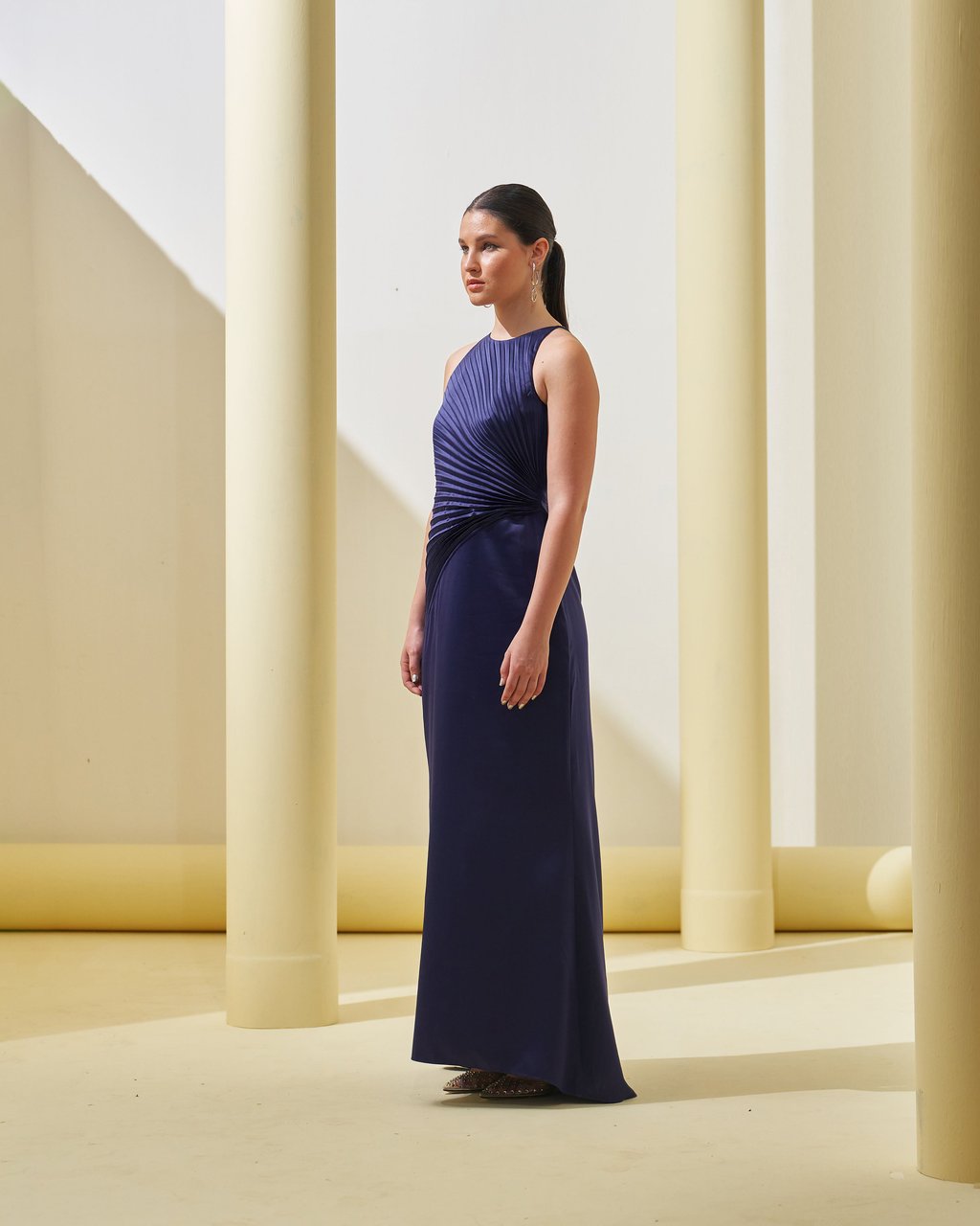 Pleated Drape Gown
