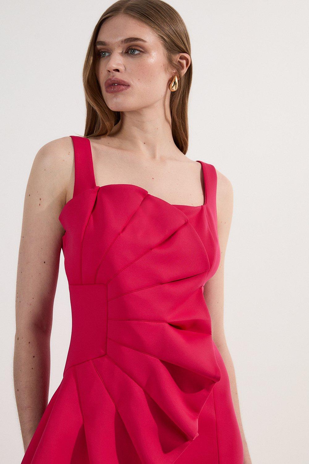 Scuba Drama Ruffle Woven Mini Dress
